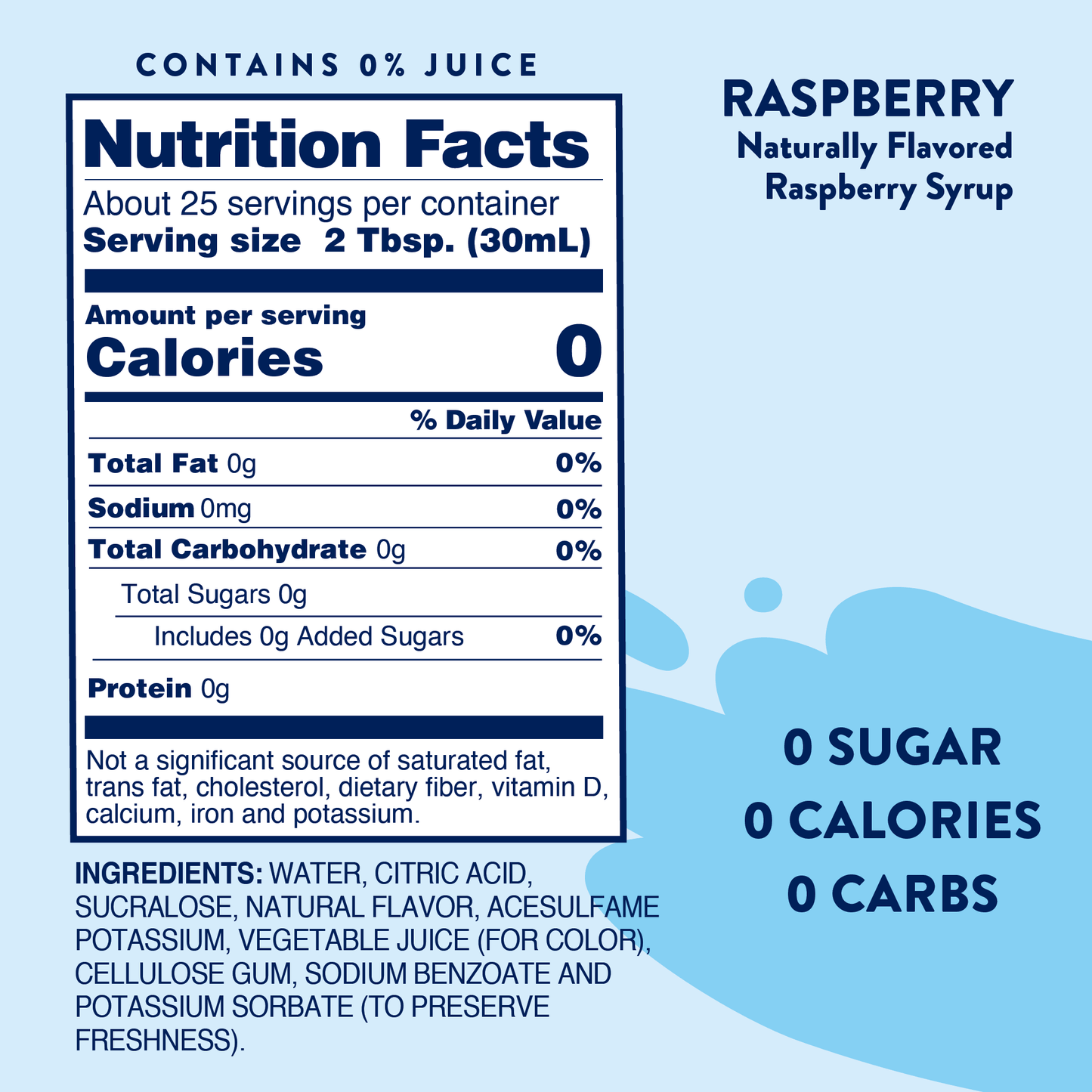 Jordan's Skinny Mixes - Sugar Free Raspberry Syrup