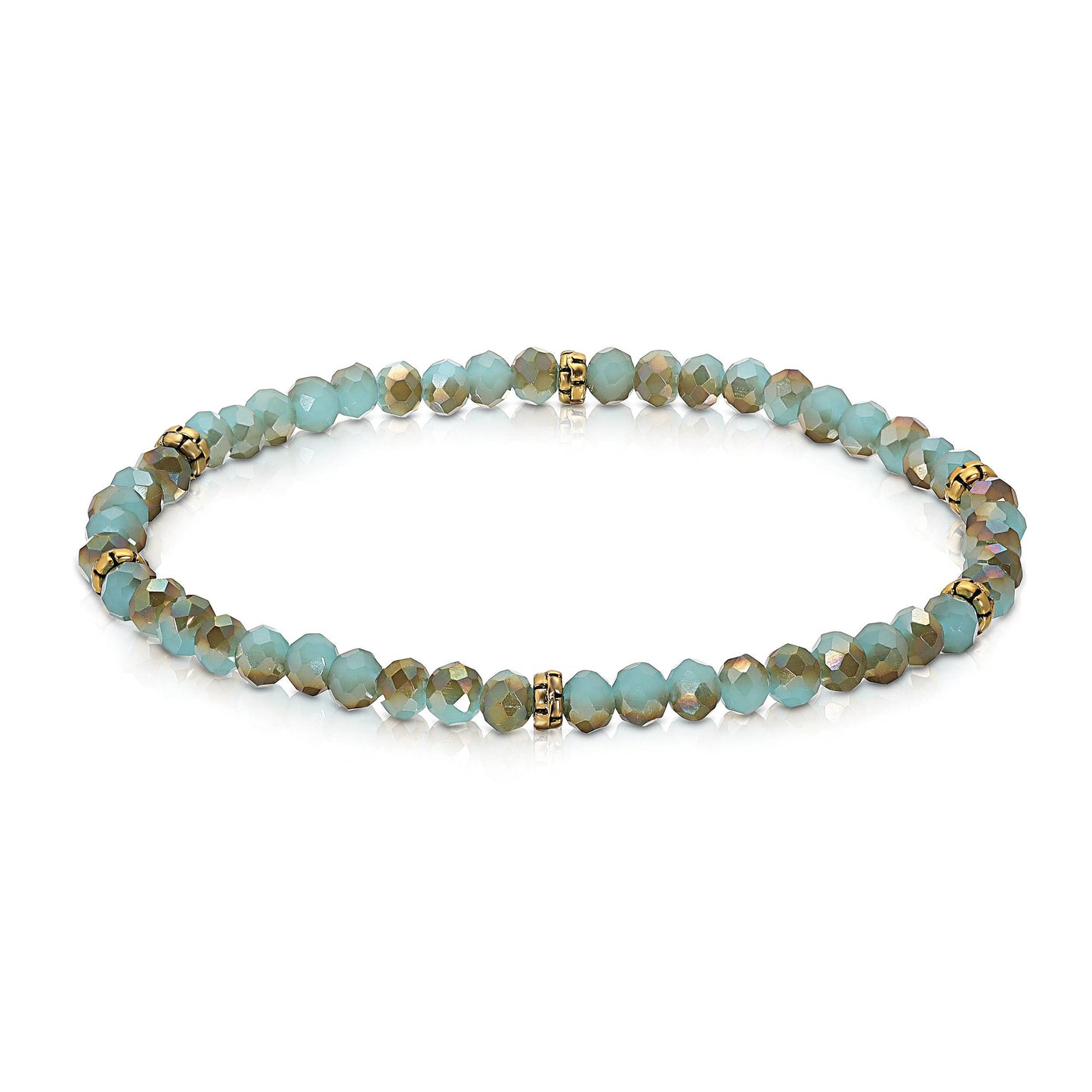 My Fun Colors - Mini Crystal Beaded Stretch Bracelet | So Many Great Colors!: Sand & Sea+Silver Accent (MC708S)