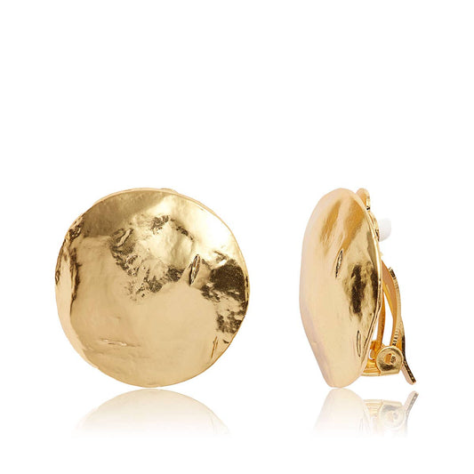 KARINE SULTAN - Shell Disc Clip On Earrings - Gold/Silver - Timeless: Gold