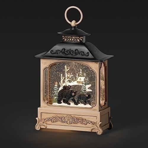 Roman - Lighted Swirl Lantern Bear Family and Cabin