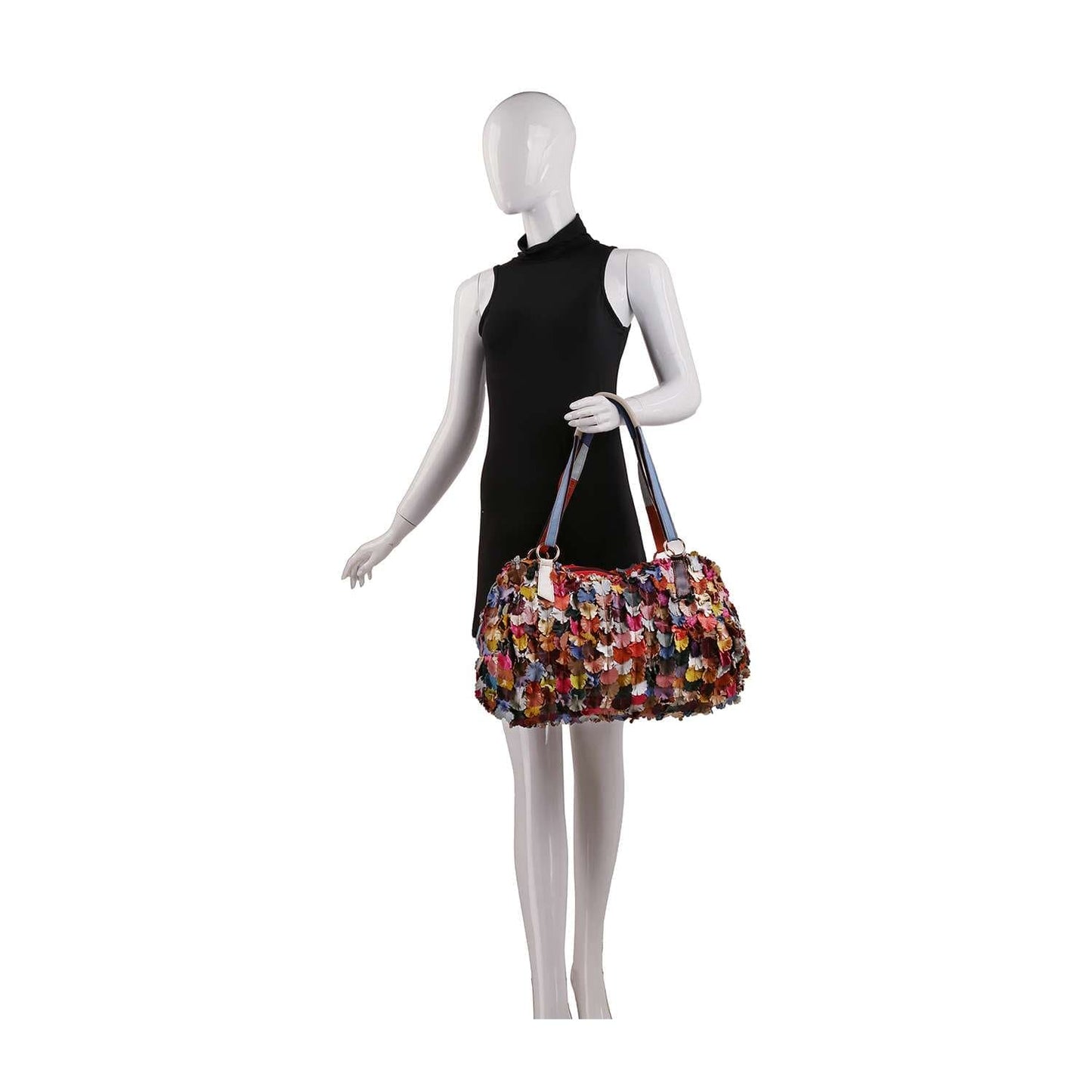 Handbag Express - Genuine Leather Colorful Raised Floral Shoulder Bag: Multi