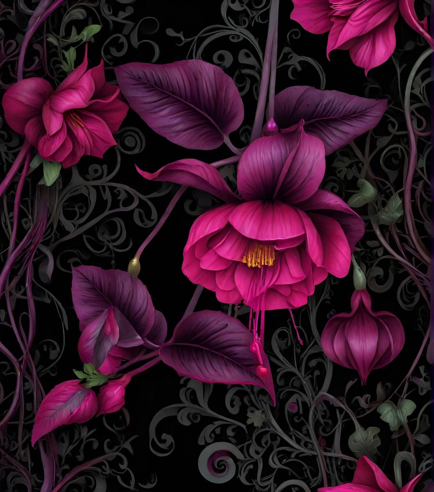 Wicked Cool Unicorn - Gothic Floral 5 x 7 Greeting Cards: 002