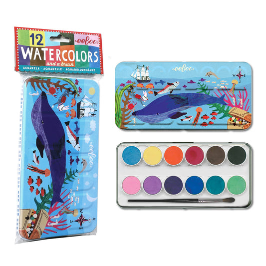 eeBoo - In The Sea 12 Watercolors Tin