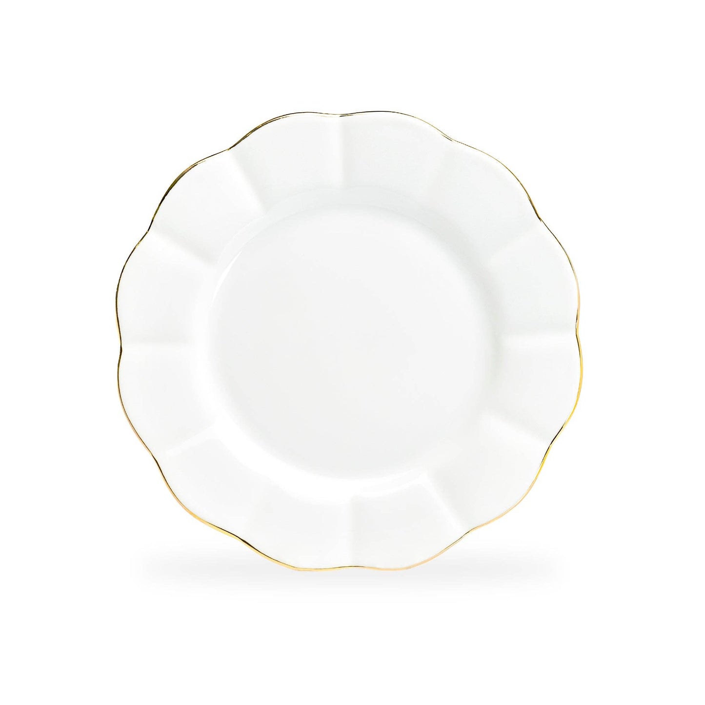 Grace Teaware - White Gold Scallop 8" Fine Porcelain Dessert Plate
