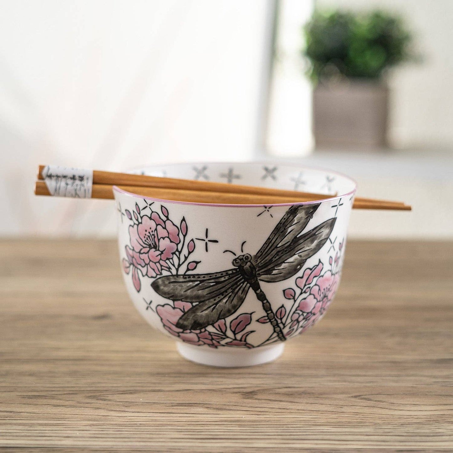 Urban Tokyo - 18oz 5"D Donburi Bowl With Chopsticks Set Dragonfly (4/16)