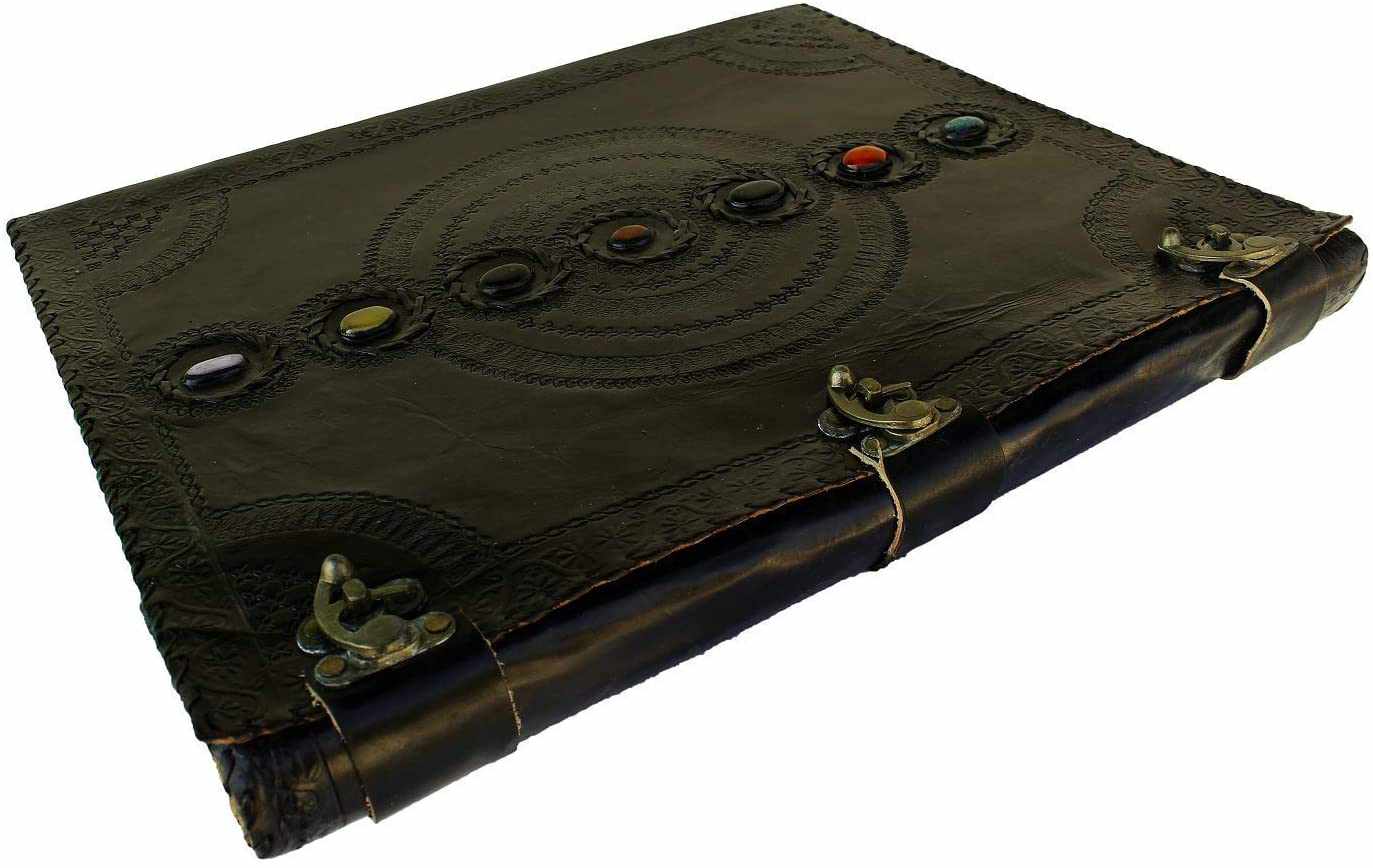 Immart Global LLC - Seven Chakra Leather Journal – Handmade Embossed Diary 13": Ocean Blue / Unlined