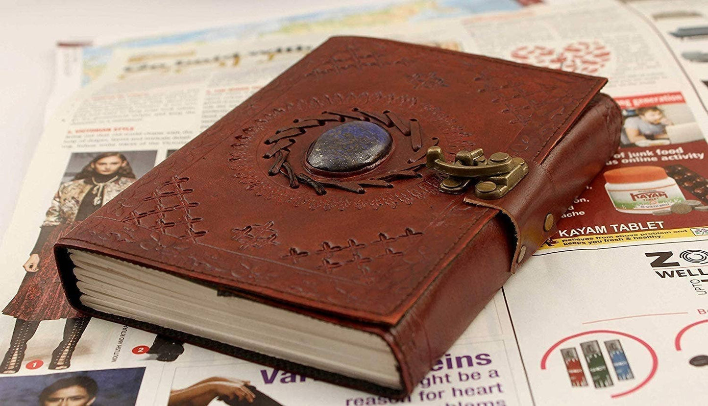 Tuzech Leather - Handmade 7x5 Leather Journal – Vintage Travel Writing Diary: Brown
