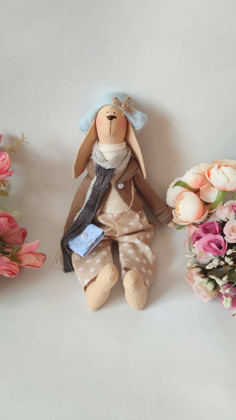 ChernikovaNataliya - Rabbit Handmade Doll,Rabbit Toy,Rabbit Gift,Cotton Bunny Soft,Handmade Bunny,Cloth Doll,Heirloom Doll,Soft Toy,Decorative Toy, Baby Gift