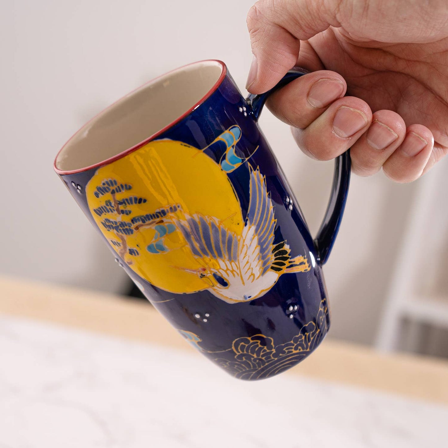 Urban Tokyo - Japanese Crane Design 15oz Tea Mugs with Lid and Infuser