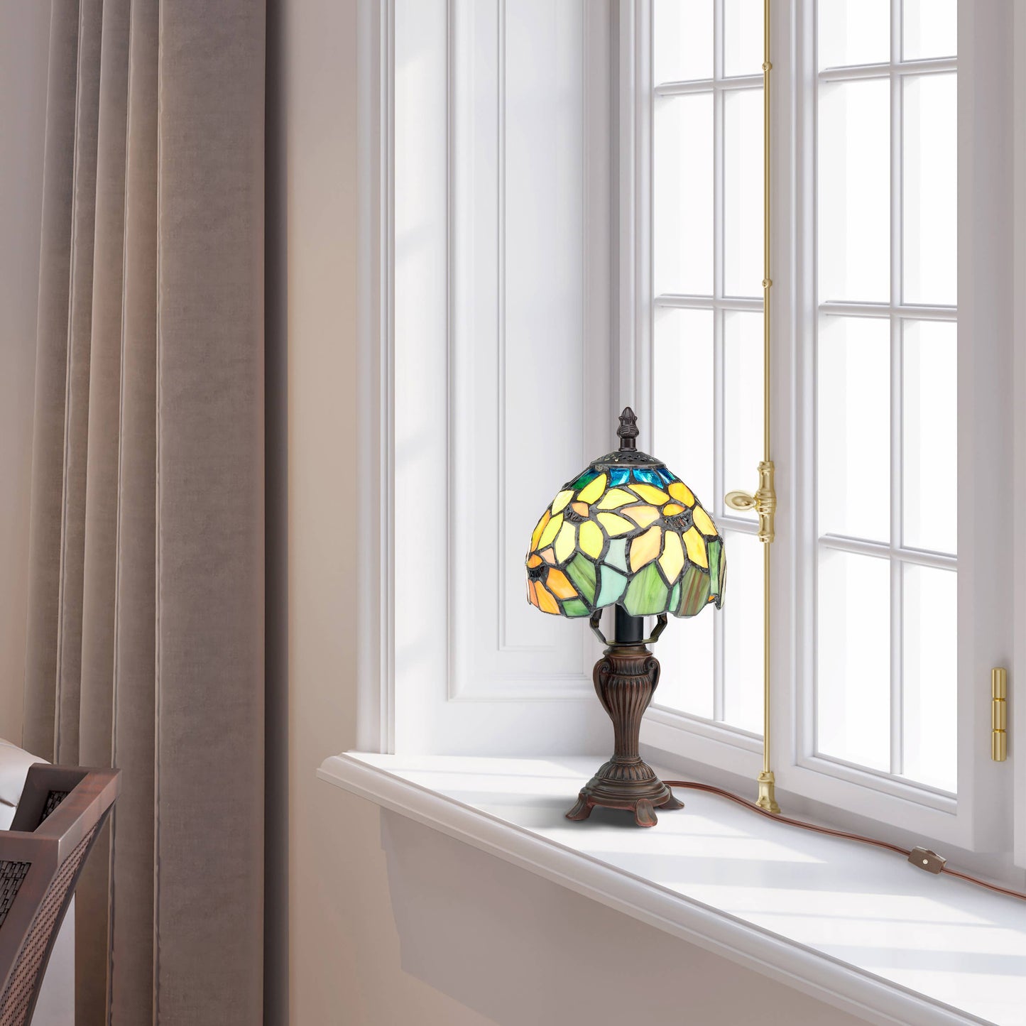 River of Goods - 12"H Sunflower Blossoms Candlestick Accent Lamp