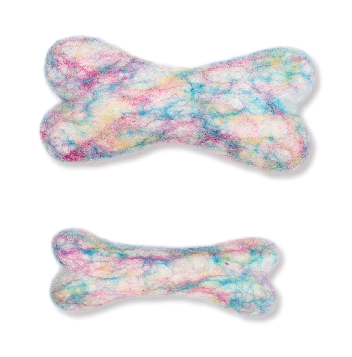 Ethical Global - Eco Wool Dog Bones/Toys: Polka Dot & Tie-Dyed (Fair Trade): Tye-Dyed / Small