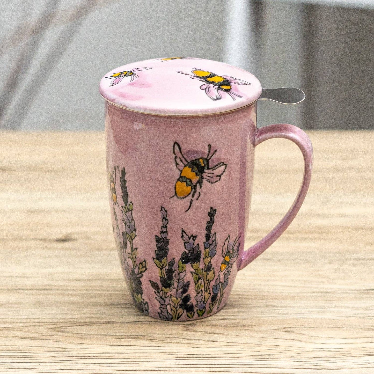 Urban Tokyo - Spring Honeybee Design 15oz Tea Mugs with Lid and Infuser for Loose Leaf Tea (4/32)