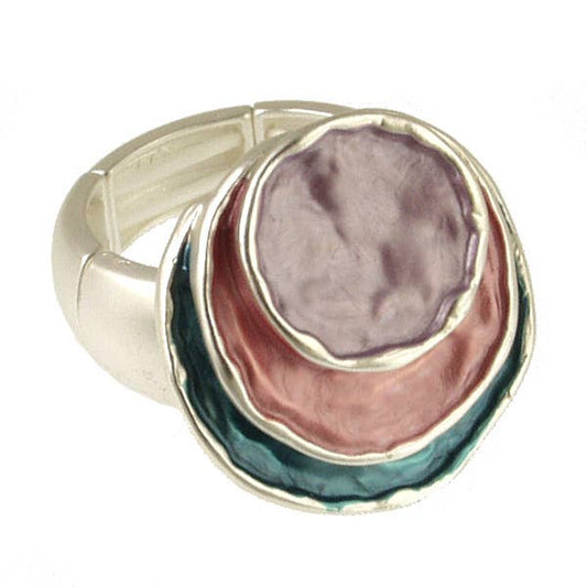 Origin Jewelry - Stretch Ring - Layered Circles, Multiple Colors: Silver Soft