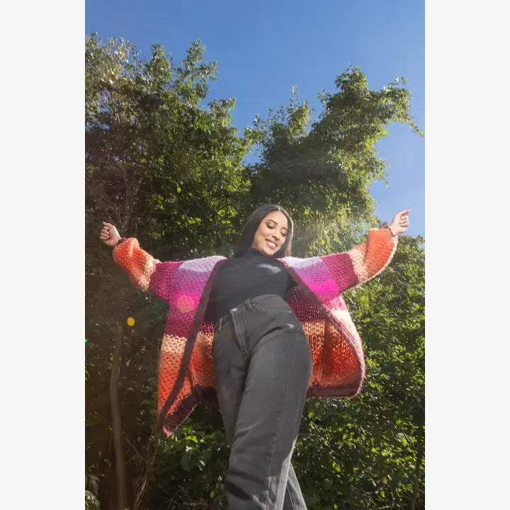 SAACHI - Rainbow Knitted Cardigan: Multi