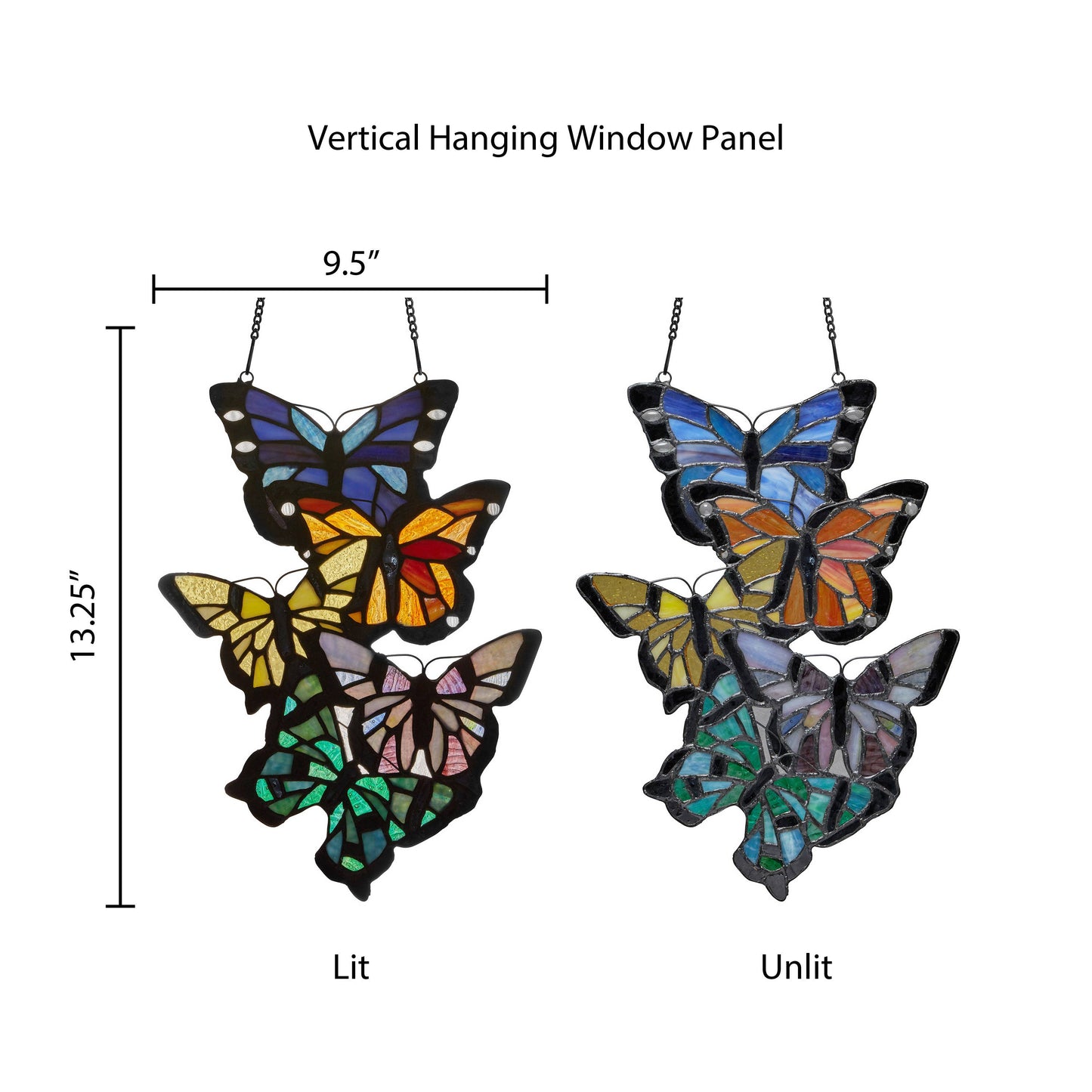 River of Goods - 13.25"H Butterfly Cluster Stained Glass Window Panel