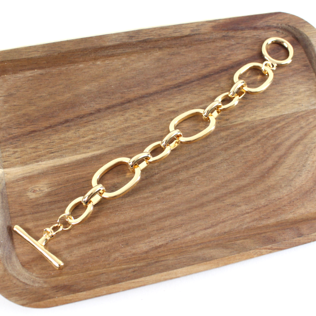 Pretty Persuasions - B23016 Oval Chain Link Bracelet: Gold