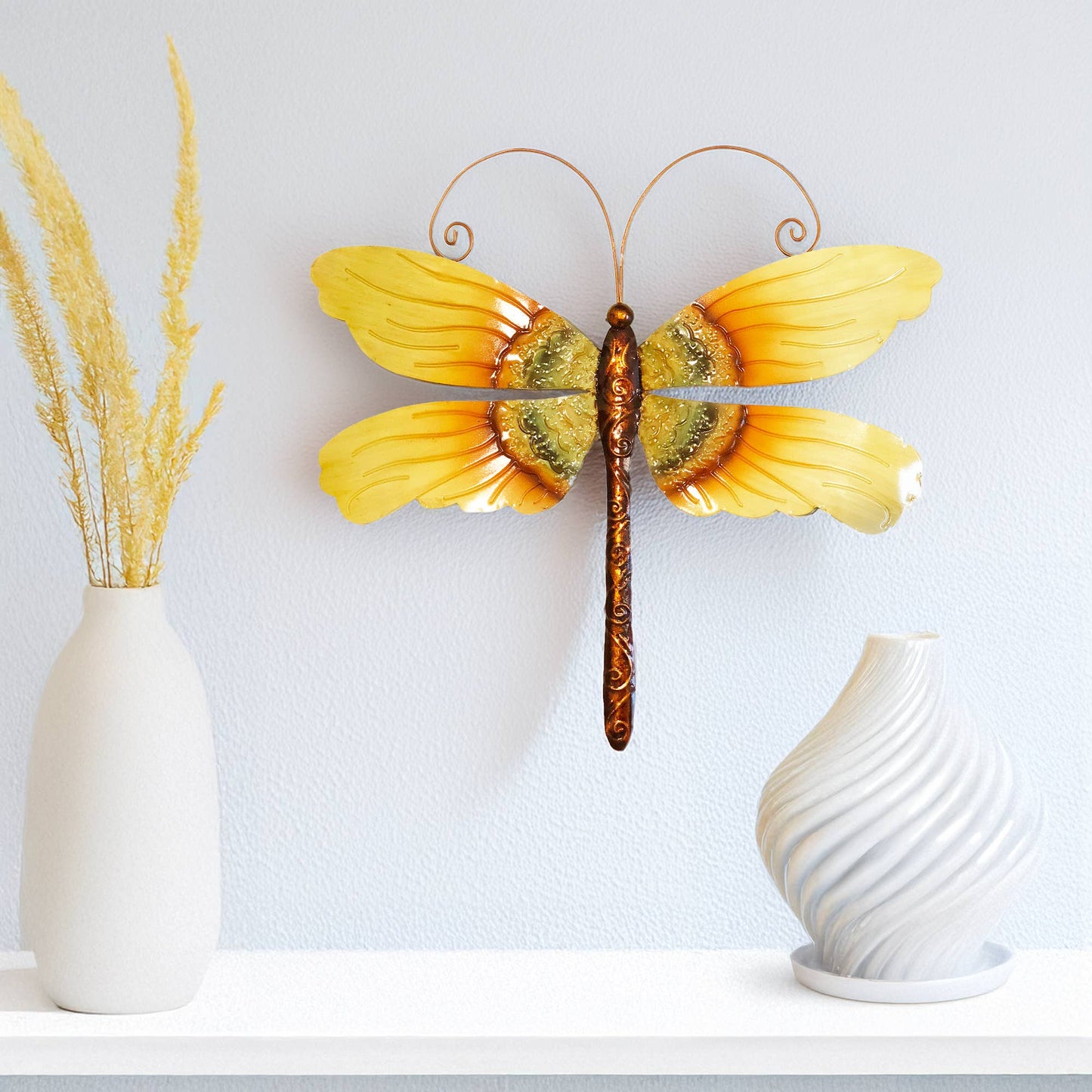 Eangee Home Design - Dragonfly Wall Decor Sunflower, Metal, Indoor / Outdoor