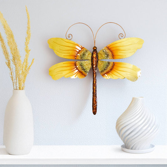 Eangee Home Design - Dragonfly Wall Decor Sunflower, Metal, Indoor / Outdoor