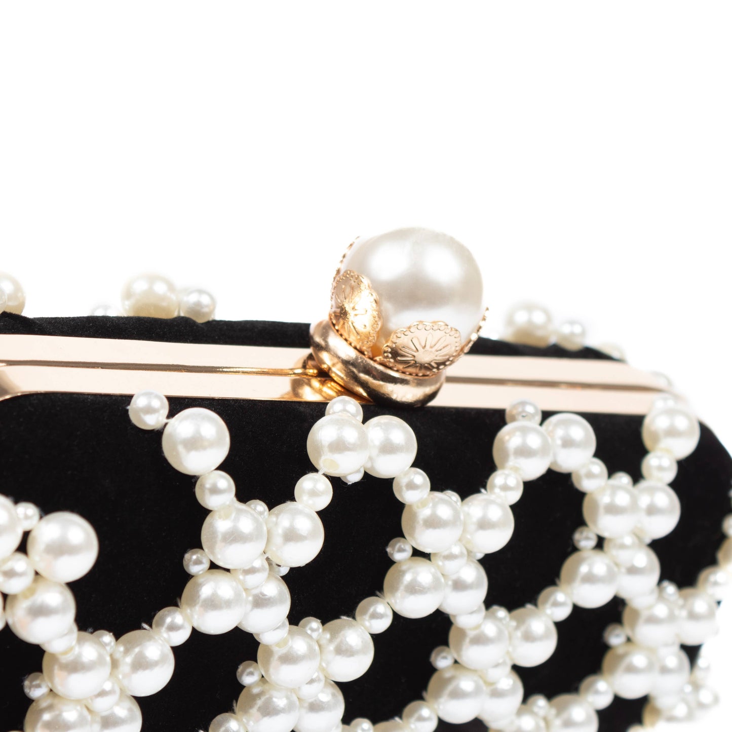 PEACH ACCESSORIES - OC4416 Pearls embellished clutch bag in Black