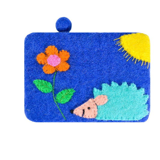 BNB Crafts Inc. - Hedgehog and Flower Coin Purse: Blue
