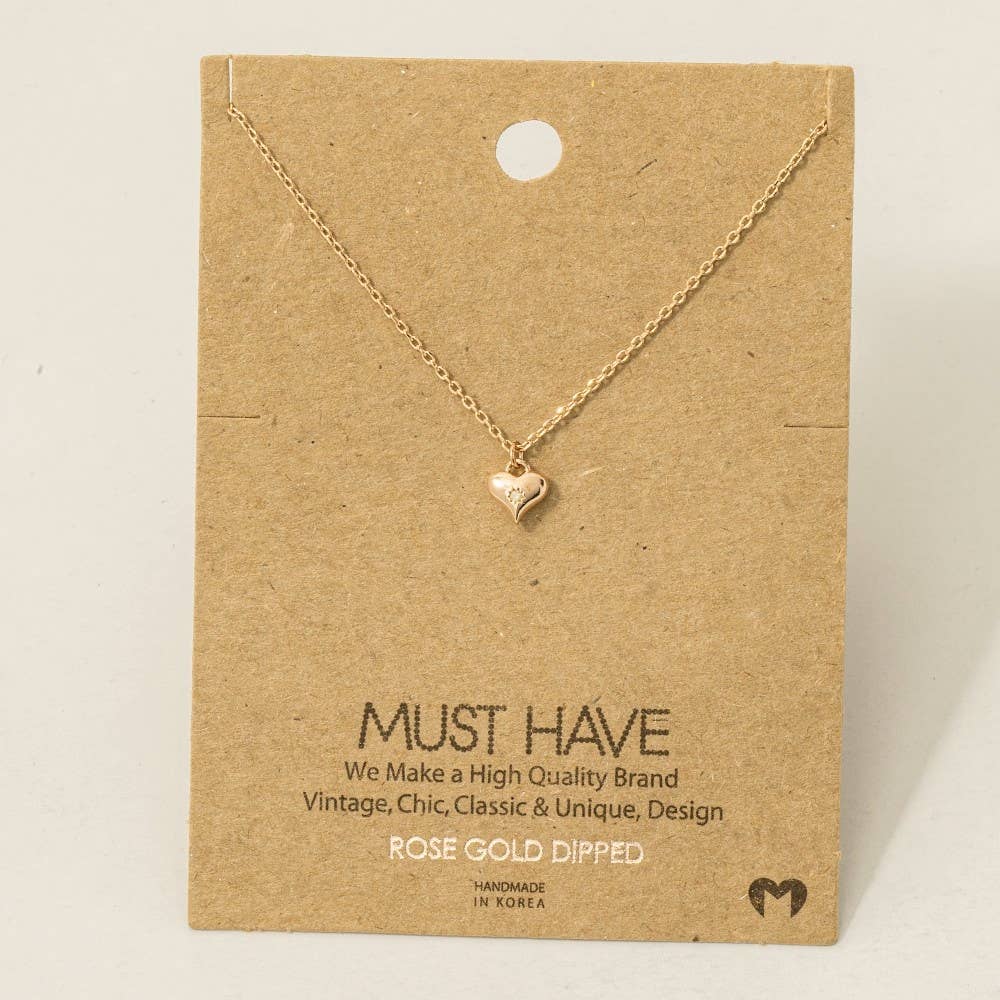 The Looks by Fame Accessories - Gold Dipped Mini Heart Pendant Necklace: G