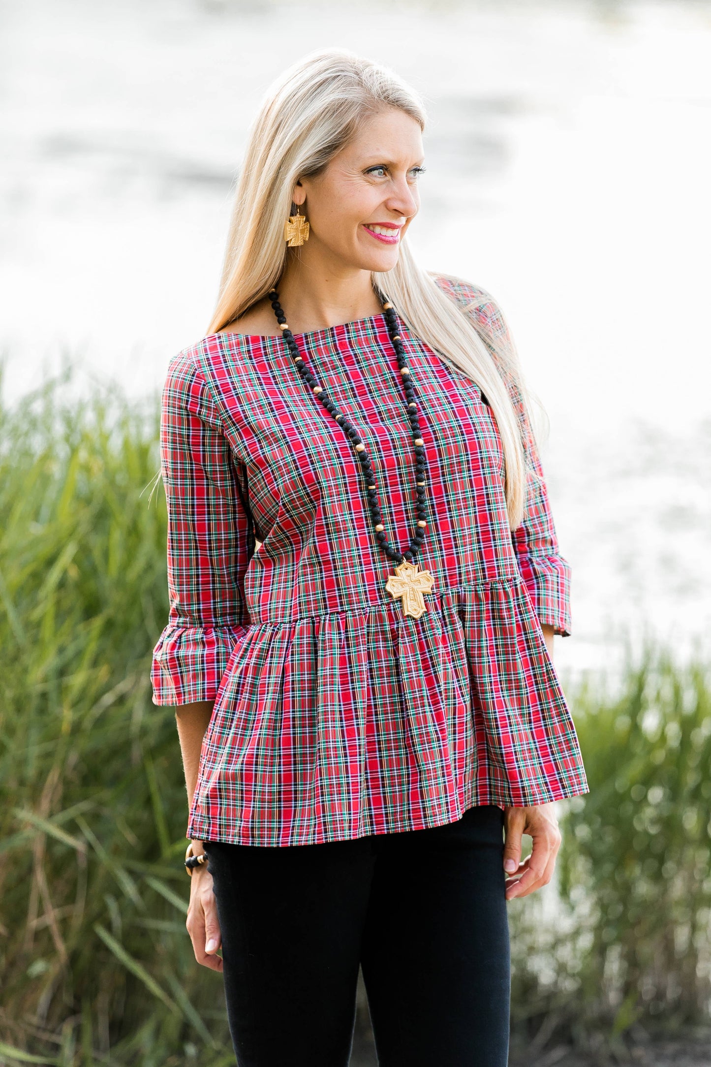 Hidden Truth Jewelry - Black Lava with Leah Cross Necklace