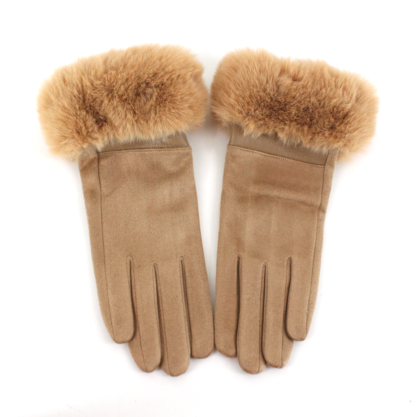 Pretty Persuasions - A25014 Suede-Like Gloves w/Faux Fur: 08 Army Green
