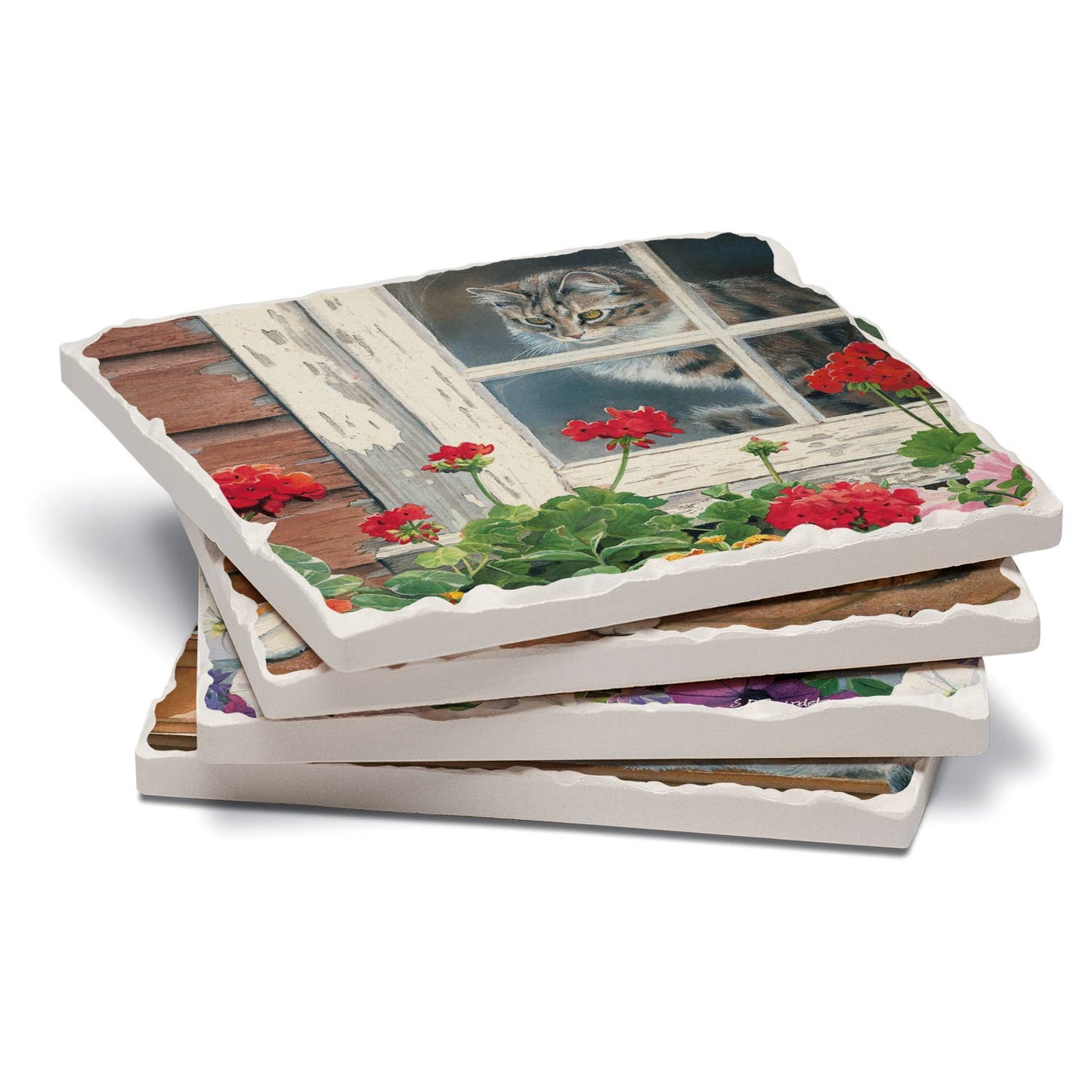 CounterArt/Highland Home/Thirstystone - A Lazy Day Assorted Image Tumbled Tile Coaster 4 Pack