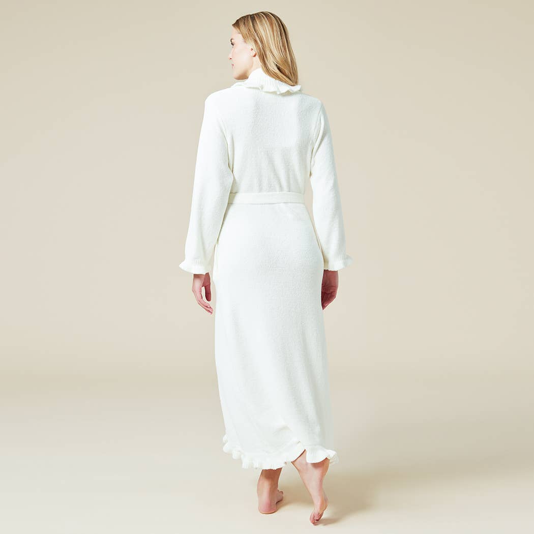 Softies - Women's Perfectly Draped 51" Ruffle Chenille Robe: Light Blue / L