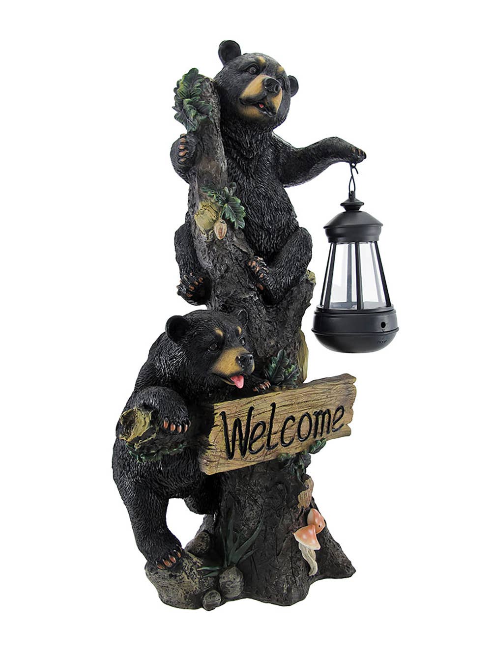 Zeckos - Climbing Bear Cubs Solar Light Welcome Statue