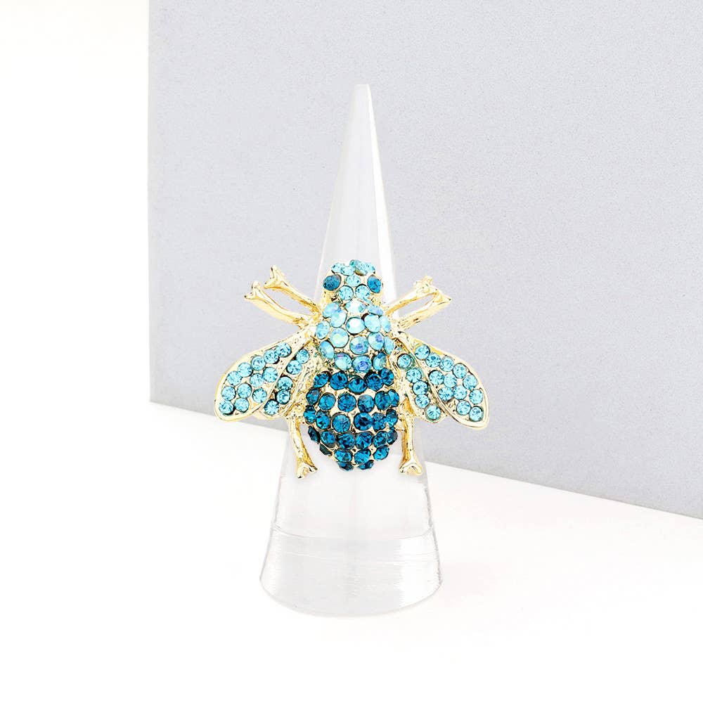 Sensibling Corp. - Crystal Honey Bee Stretch Ring: AB,Clear