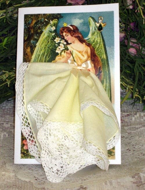 MOMENTS IN THYME - Guardian Angel Keepsake Hanky Card: Blue