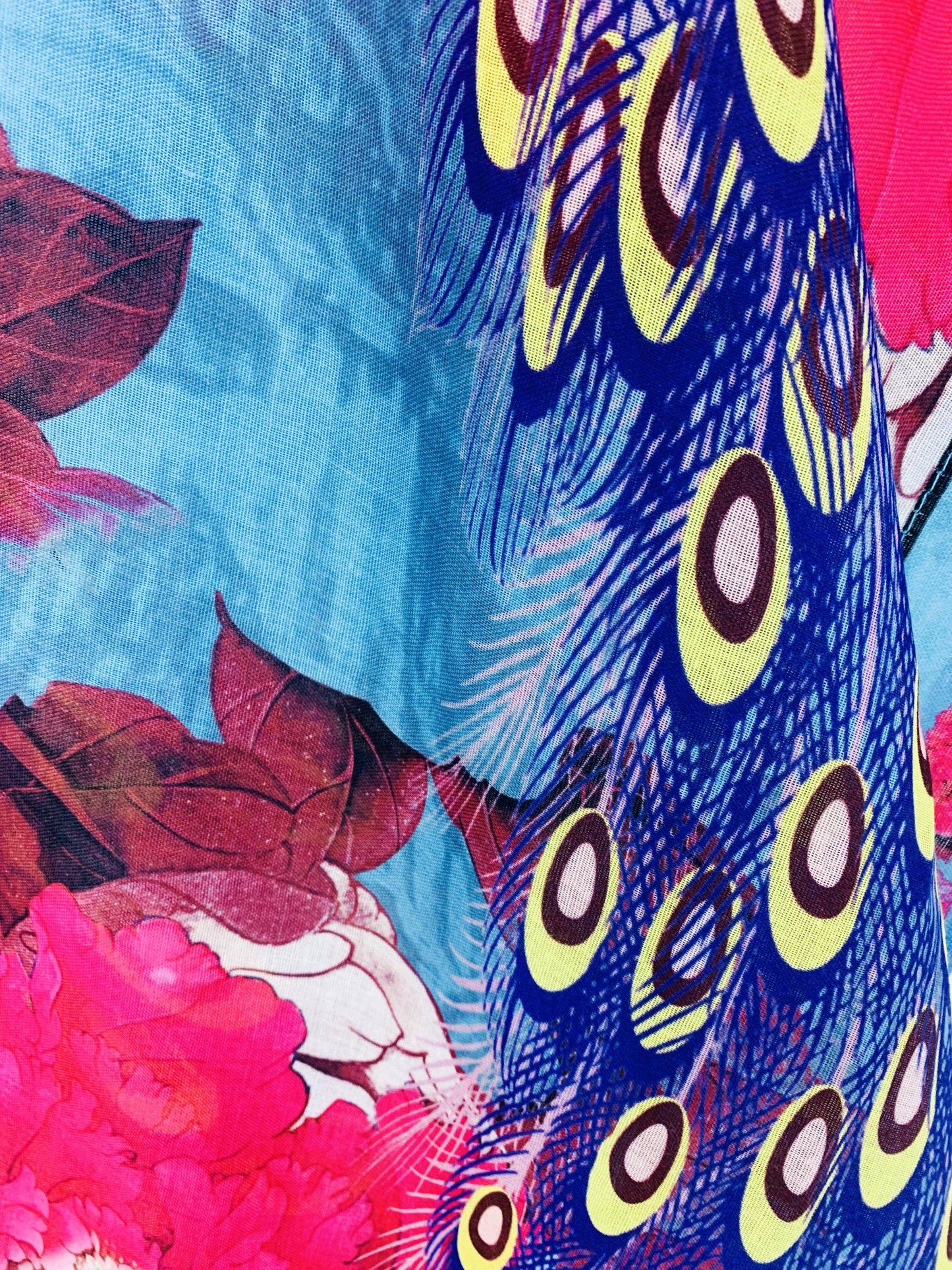 JC Sunny Fashion - Fuchsia-Blue Peacock & Peony Kimono