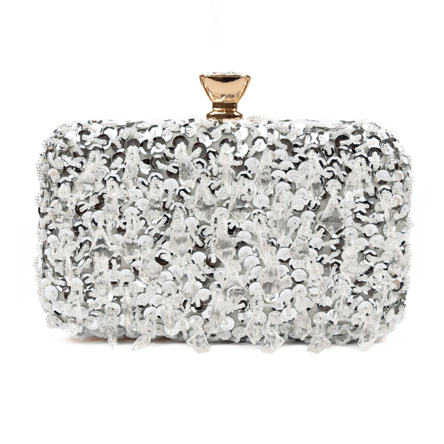 PEACH ACCESSORIES - OC3910 embellished beads embellished evening bag: Black