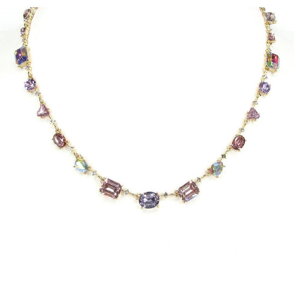 anbfashion - Crystal Color Stone Beaded Multi Shape Rhinestone Necklace: M2