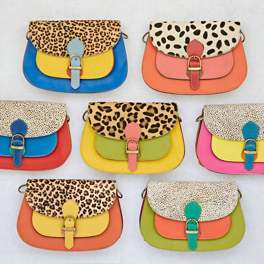 The Paper High Gift Company Limited - Recycled Leather Multicoloured Crossbody Bag - Handmade