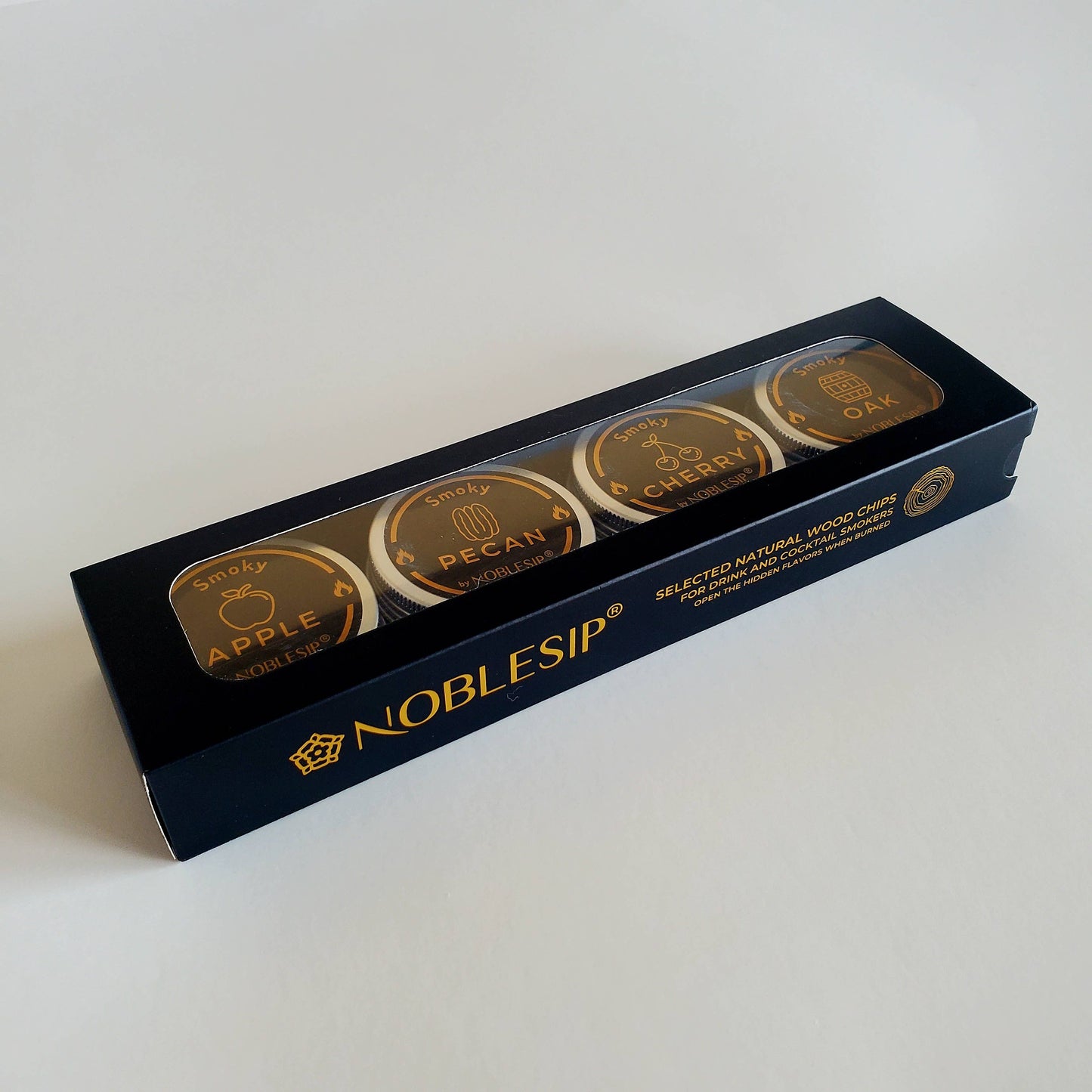 NOBLESIP - Wood Chips for Cocktail and Food Smokers, Bar gift case 4pcs