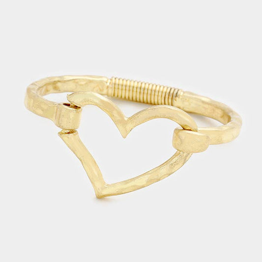 Sensibling Corp. - Open Metal Heart Hook Bracelet: Worn Gold
