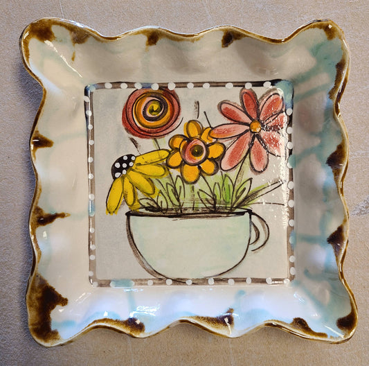 Heartfelt Traditions - Medium Square Tray (Drip Flowers)