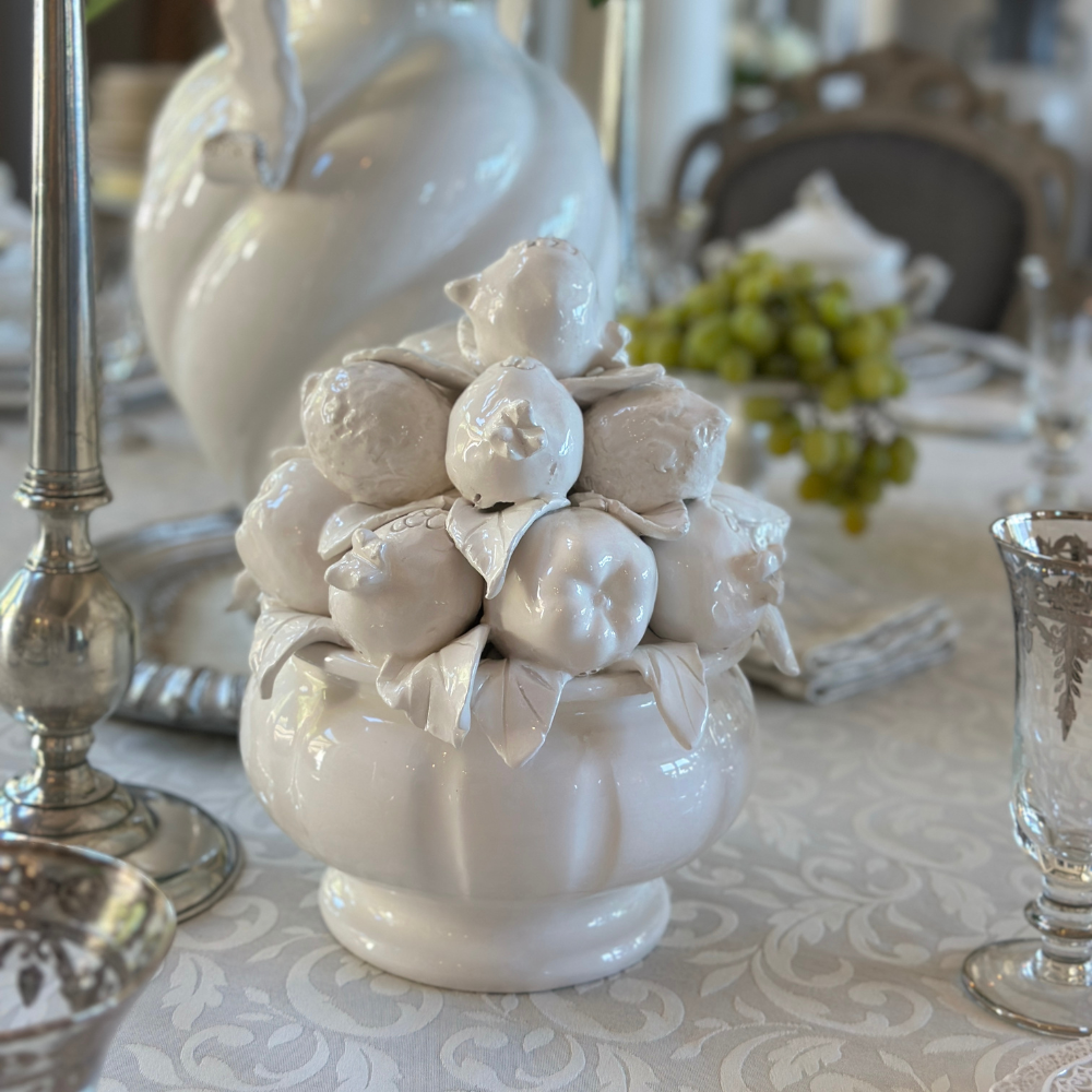 Arte Italica & Crown Linen Designs - Scavo Fruit Bowl Topiary
