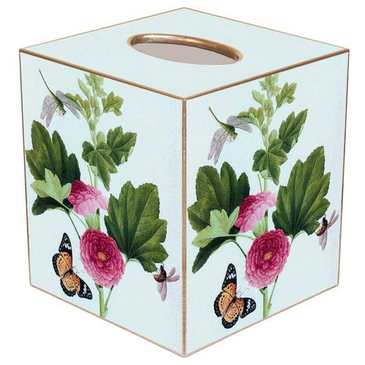 Marye-Kelley - Pink Peony & Butterfly Tissue Box Cover: Paper Mache