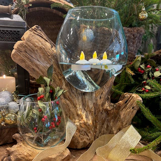 Asia West - Mini Glass Terrarium on Wood (approx. 6" x 5" x 5")