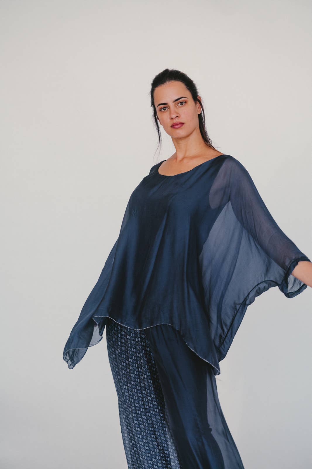 Dance in Paris - Top Flowy Silk Solid: One Size / Brown / 8183