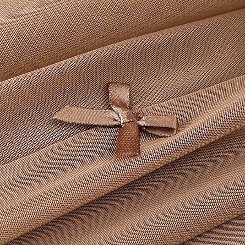 PEACH ACCESSORIES - SK117 frilly netting skirt with delicate silky bow details: Brown