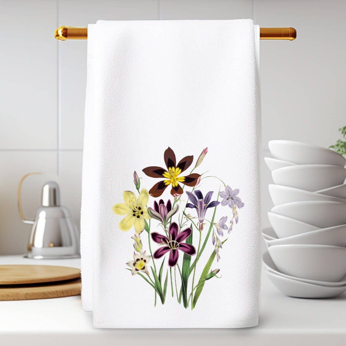 Fernville Creations - Wildflower Floral Hand Towels for Bath and Kitchen