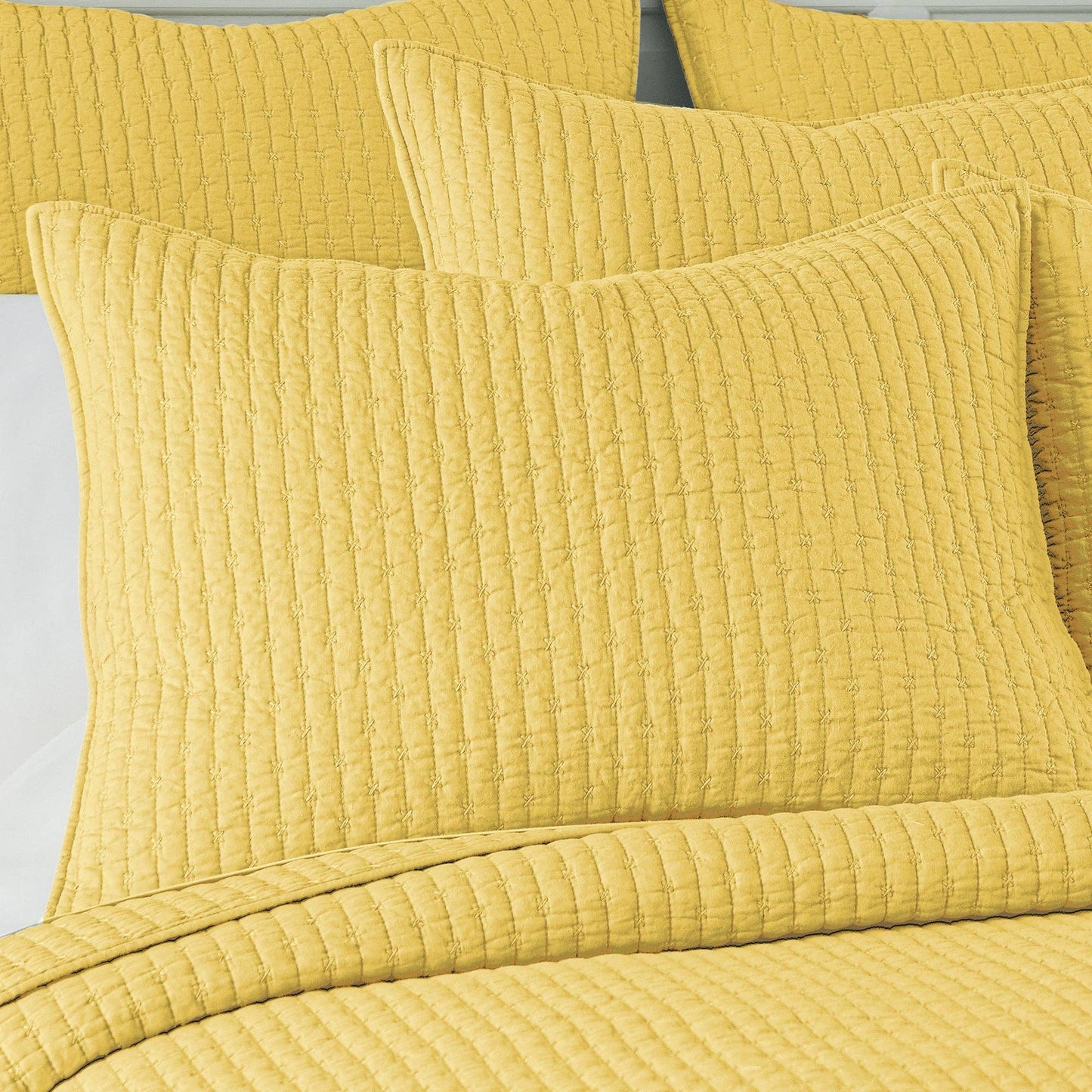 Levtex Home - Cross Stitch Quilt Set: Chambray / Full/Queen