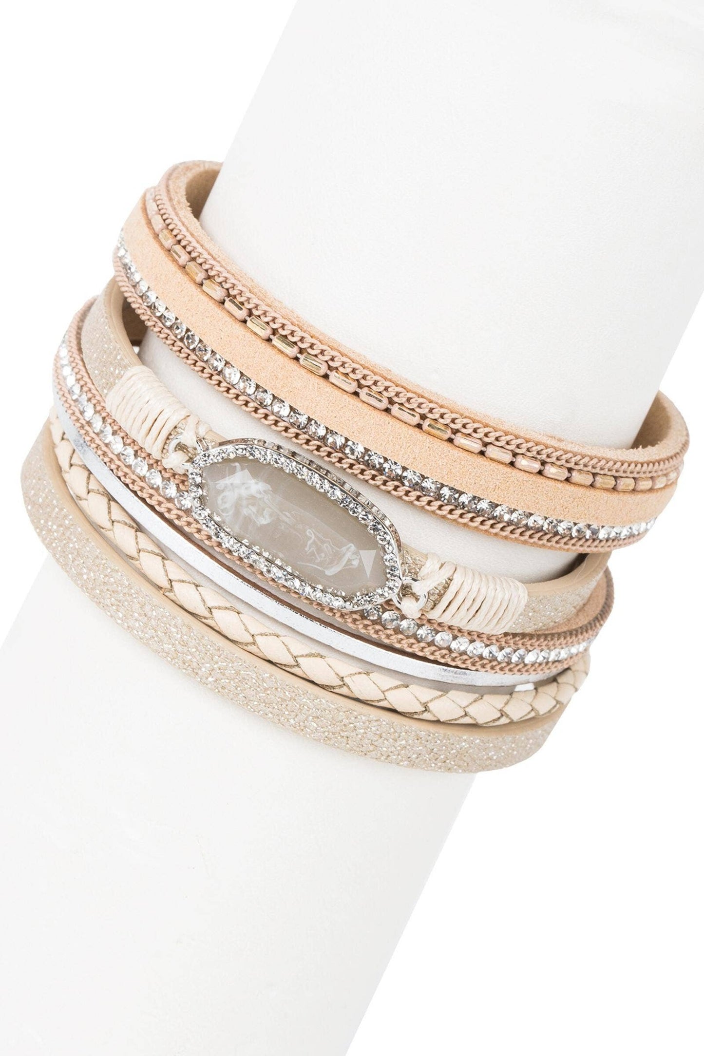 SAACHI - Reno Resin Stone Leather Bracelet: GOLD