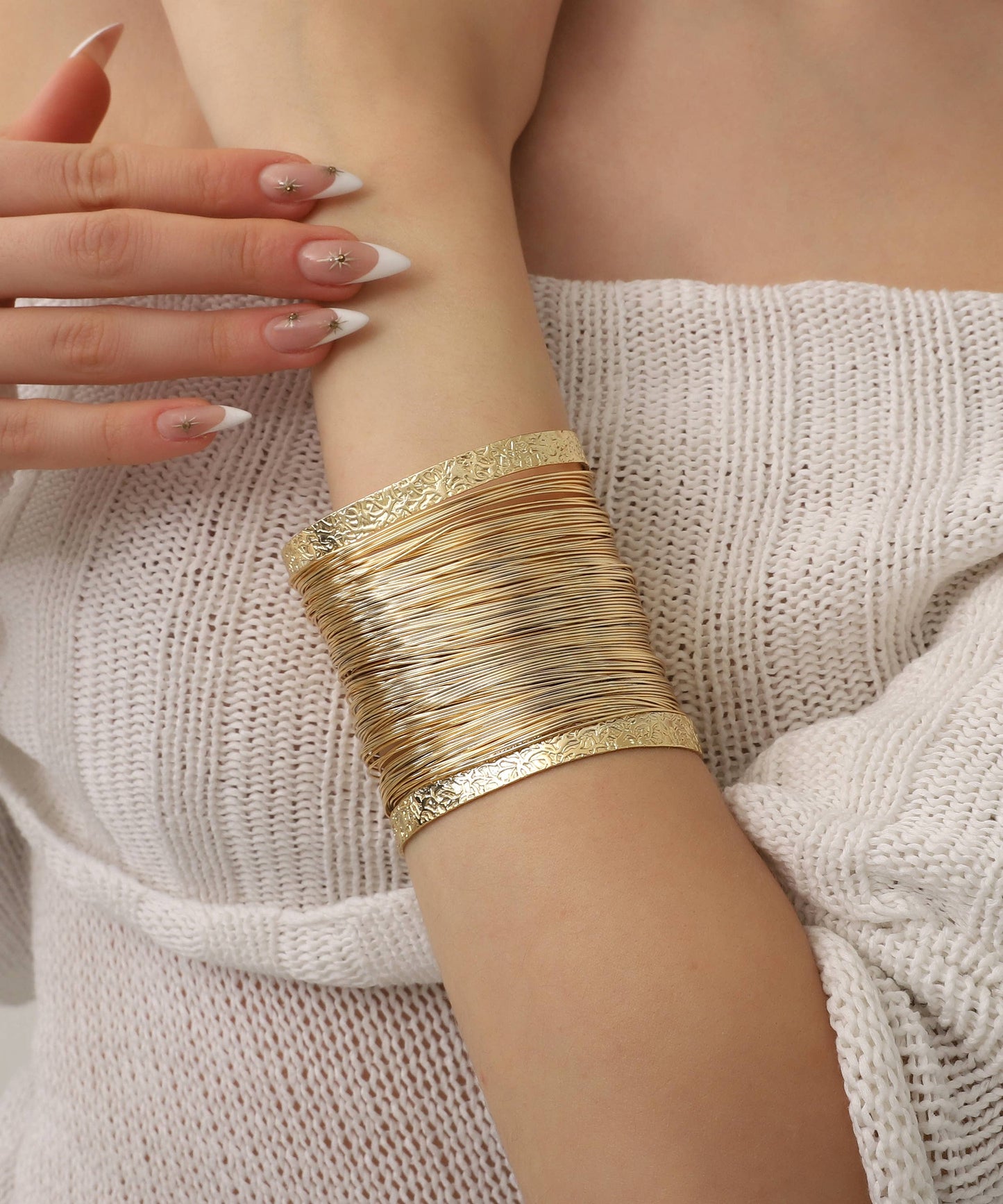 BUBU BY TEKIN SHOP - Gold Plated Women Large Cuff Bracelet