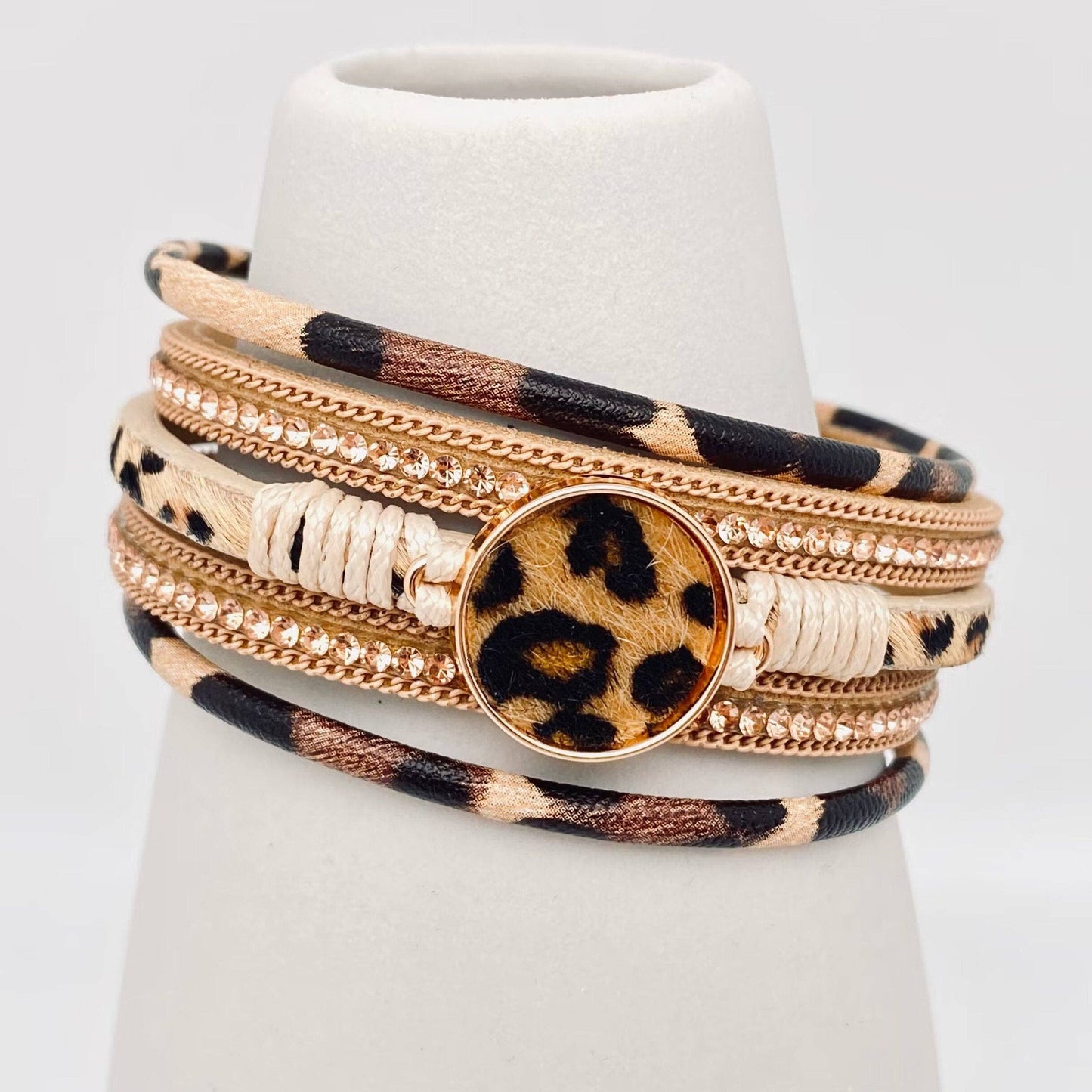 Mio Queena - Bohemian Multi-Layer Leopard Magnetic Buckle Bracelet