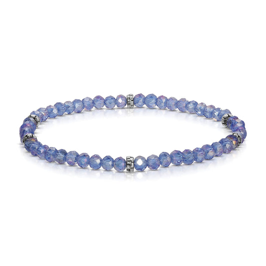 My Fun Colors - Mini Crystal Beaded Stretch Bracelet | So Many Great Colors!: Medium Blue ab+Silver Accent (MC805S)